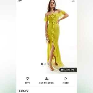 Chartreuse ruffle dress